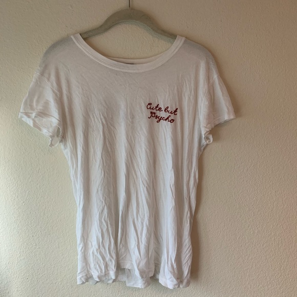 Brandy Melville Cute but Psycho White Tee Shirt - Picture 1 of 5